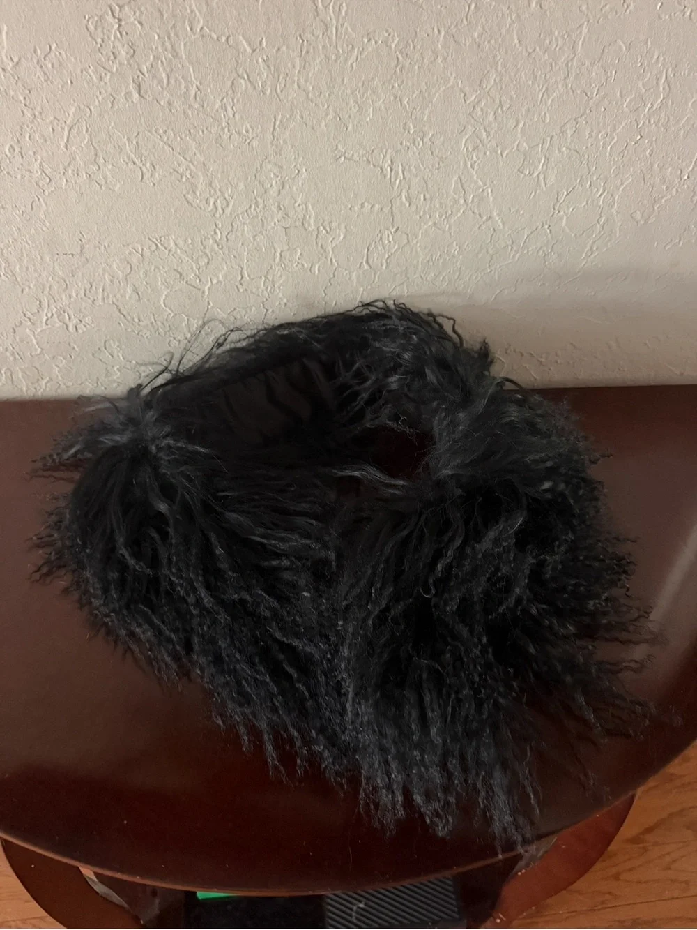 Vintage Adrienne Landau Genuine Black Curly Fur Scarf Wrap Stole Luxury 37” Men